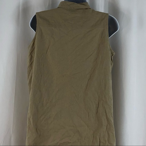 Objects Gold textured Silk button front collared sleeveless shirt pockets NWT S - Picture 6 of 15
